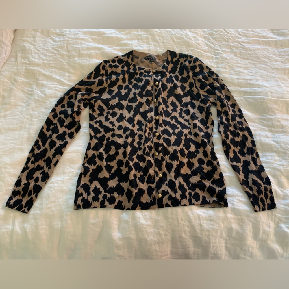Brooks Brothers Leopard Print Cardigan